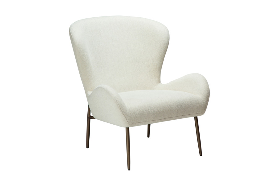 Πολυθρόνα GLAM Bone white Bouclé Lounge Chair Low Back
