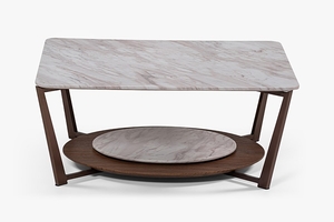 Τραπεζάκι σαλονιού Volcano μαρμάρινο μεταλλική βάση 85x85x37 cm COF-0961-0077 Efdeco