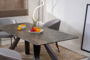 Κεραμικό τραπέζι Moderno με 6 καρεκλοπολυθρόνες Uranio STA-0961-0001 Efdeco