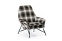 Armchair lined with a brown plaid fabric HE435-3-KAFE Efdeco