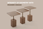 Σετ τραπεζάκια σαλονιού Square Base Walnut SMF-0937-0007 Efdeco Image 3
